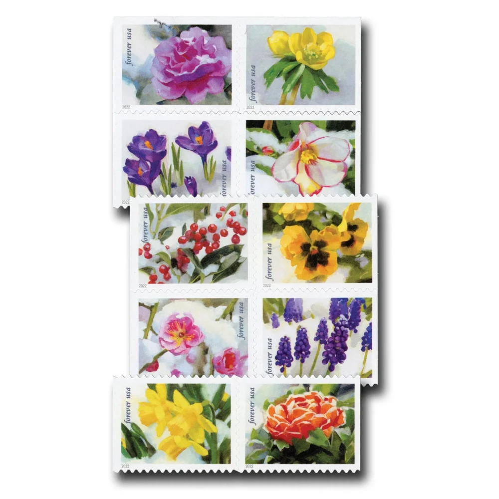 2022 USPS Snowy Garden Beauty Forever Postage Stamps