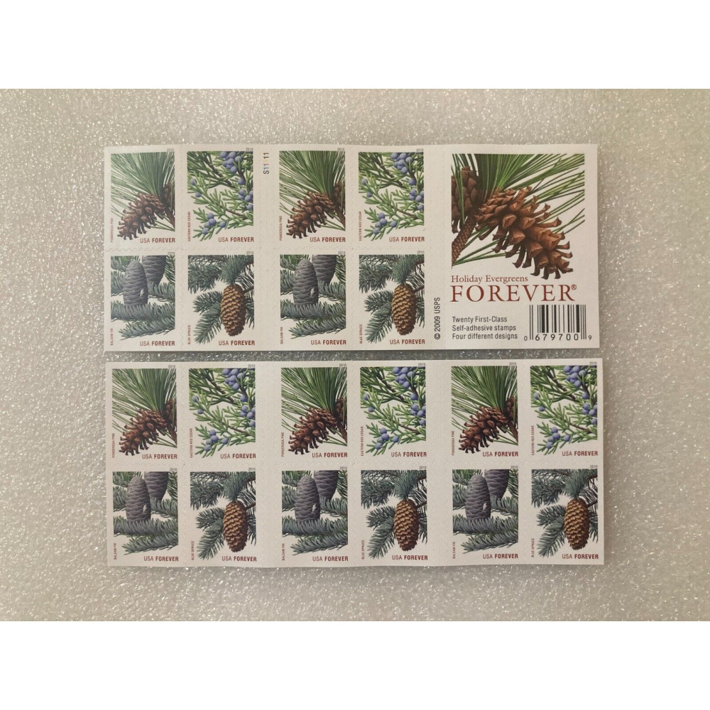 2009 Holiday Evergreens Booklet Pane of 20 First Class Stamps